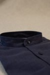 Λινό Μάο blue navy Πουκάμισο